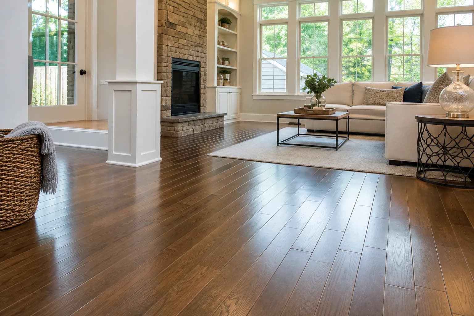 New hardwood flooring installation, clean and level